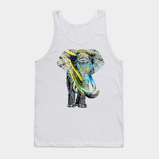 Intricate Asian Elephant Colorful Illustration Tank Top